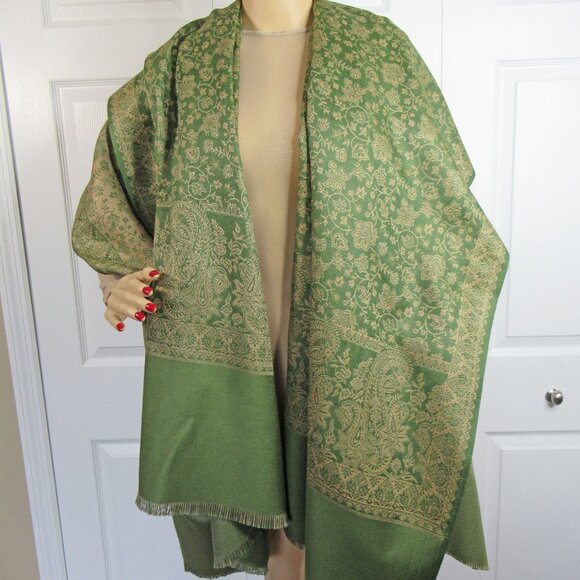 Traditional Jamawar Shawl OSWAL Collection Large 80 x 40 inch oblong plus fringe - Picture 5 of 16